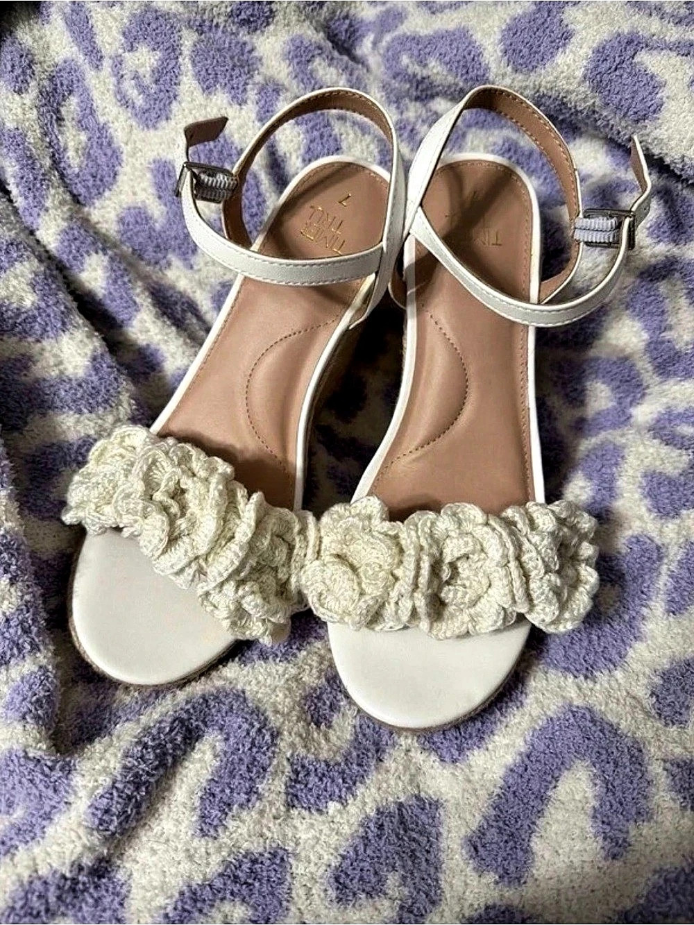 MIX NO. 6 Floral Strap Sandals in White & Silver